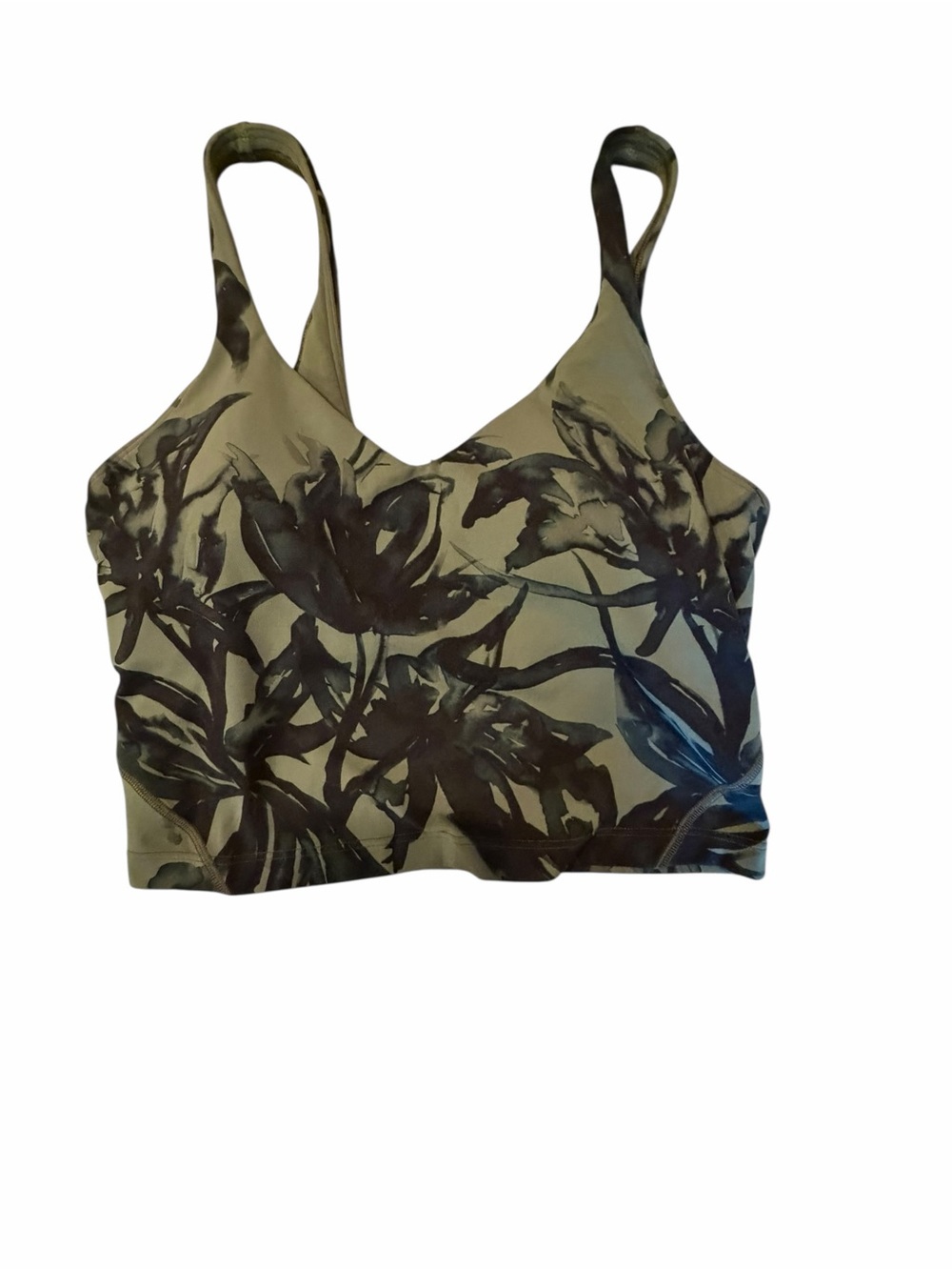 Lululemon Align Bra/tank NWT Floral Printed Crop Tank Top — Olive Green & Black